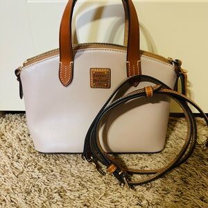 Dooney & Bourke Cream and Brown Dome Satchel
